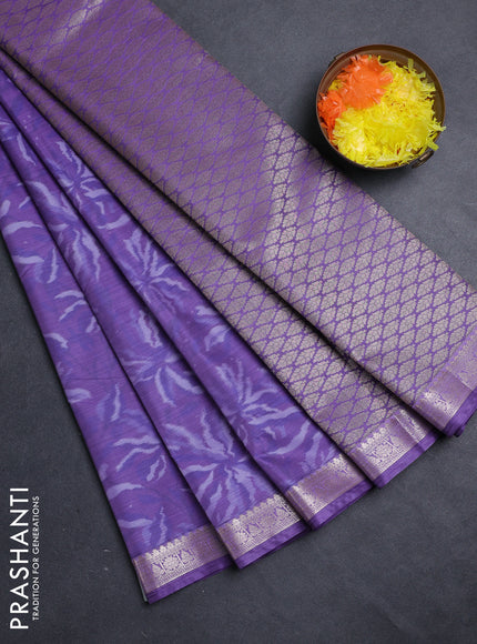 Bangalori silk saree lavender with allover ikat weaves and zari woven border