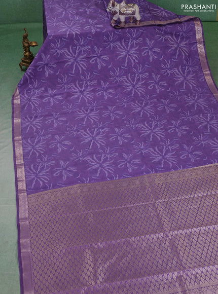 Bangalori silk saree lavender with allover ikat weaves and zari woven border