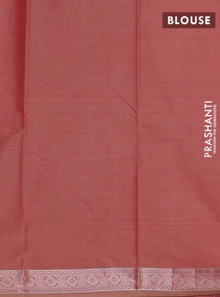 Bangalori silk saree peach shade with allover ikat weaves and zari woven border