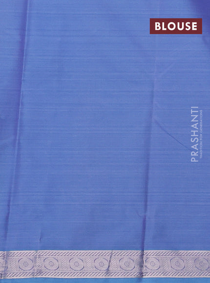 Bangalori silk saree blue shade with allover ikat weaves and zari woven border