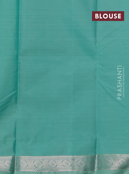 Bangalori silk saree teal green with allover ikat weaves and zari woven border
