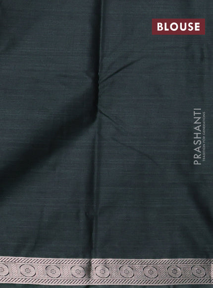 Bangalori silk saree dark green with allover ikat weaves and zari woven border