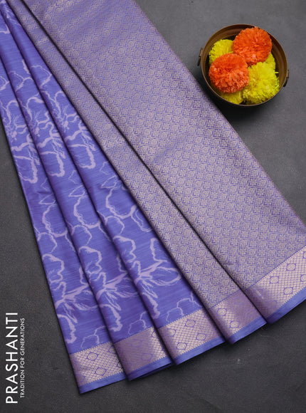Bangalori silk saree lavender with allover ikat weaves and zari woven border