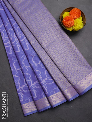 Bangalori silk saree lavender with allover ikat weaves and zari woven border