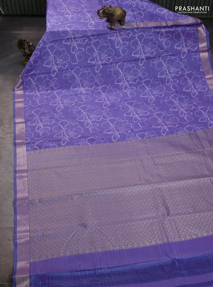 Bangalori silk saree lavender with allover ikat weaves and zari woven border