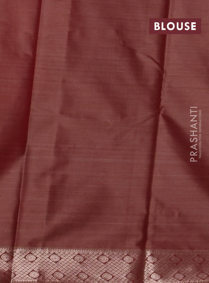 Bangalori silk saree dark sandal with allover ikat weaves and zari woven border