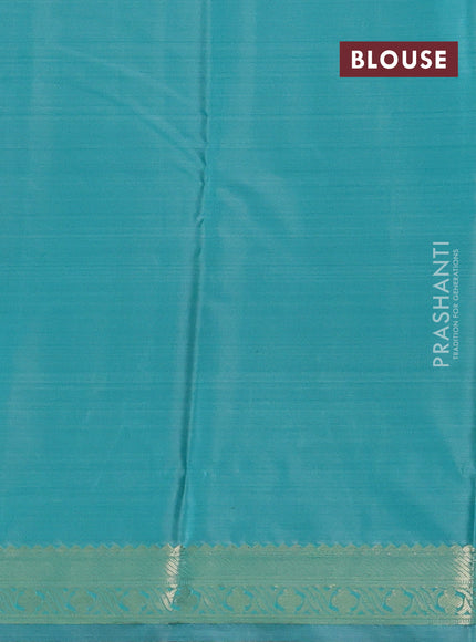Bangalori silk saree teal blue with allover ikat weaves and zari woven border