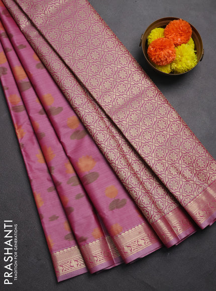 Bangalori silk saree pink with allover ikat weaves and zari woven border