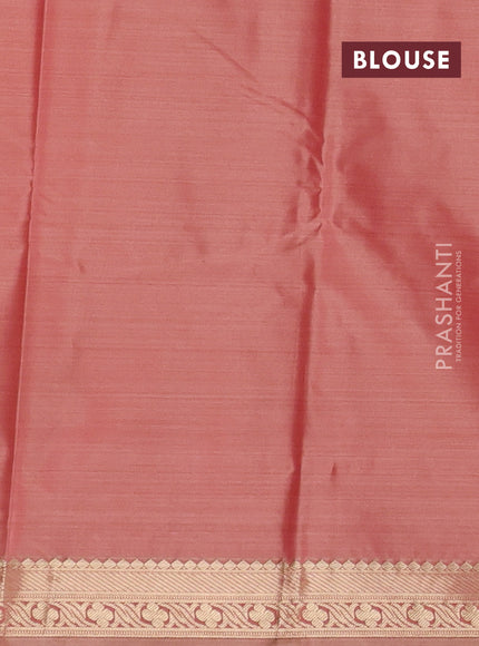 Bangalori silk saree mild peach with allover ikat weaves and zari woven border