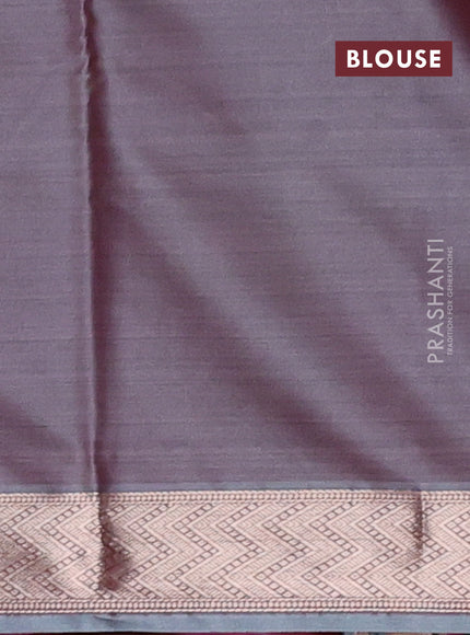 Bangalori silk saree grey and dark pink with allover ikat weaves and zari woven border