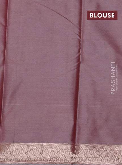 Bangalori silk saree grey and rust shade with allover ikat weaves and zari woven border