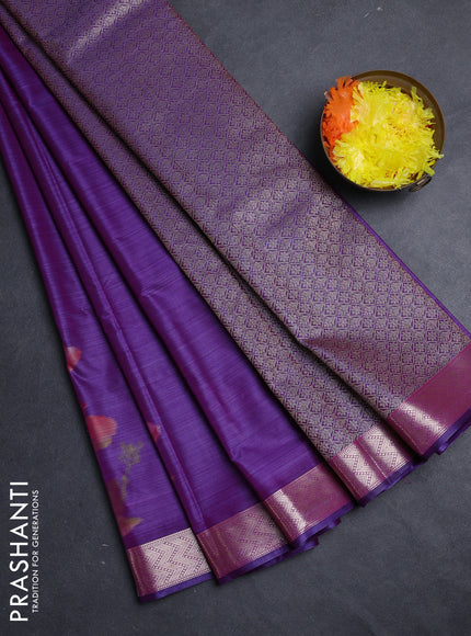 Bangalori silk saree purple with allover ikat weaves and zari woven border