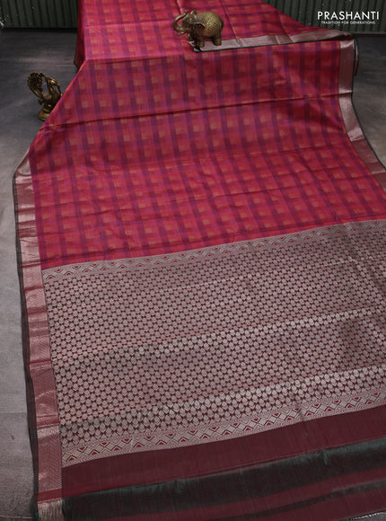 Bangalori silk saree pink shade and green shade with allover ikat weaves and zari woven border