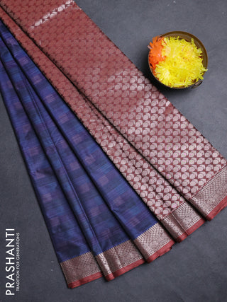Bangalori silk saree blue shade and rust shade with allover ikat weaves and zari woven border