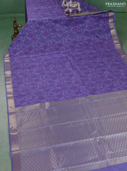 Bangalori silk saree blue shade with allover ikat weaves and zari woven border