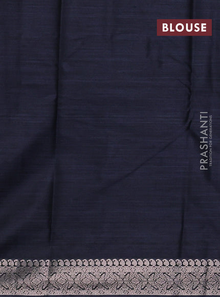 Bangalori silk saree dark navy blue with allover ikat weaves and zari woven border