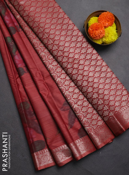Bangalori silk saree red shade with allover ikat weaves and zari woven border