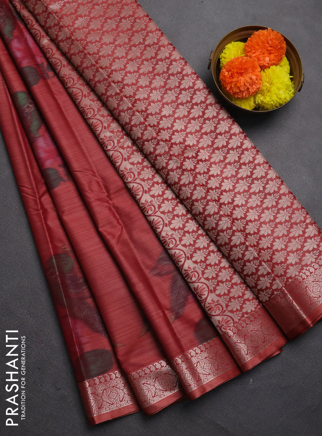Bangalori silk saree red shade with allover ikat weaves and zari woven border