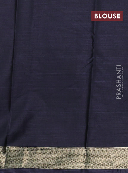 Bangalori silk saree dark navy blue with allover ikat weaves and zari woven border