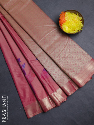 Bangalori silk saree dual shade of pink with allover ikat weaves and zari woven border