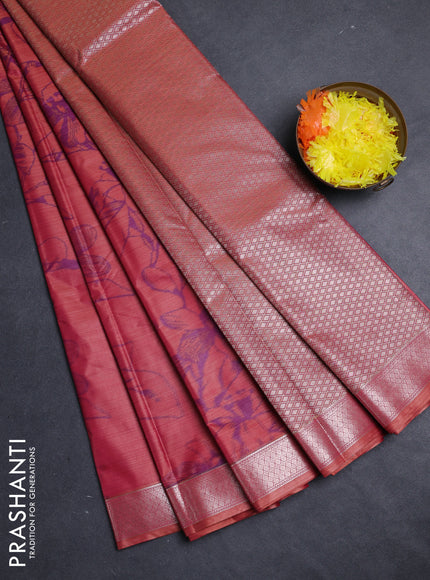 Bangalori silk saree red shade with allover ikat weaves and zari woven border