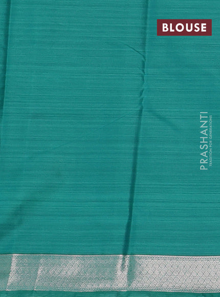 Bangalori silk saree teal green with allover ikat weaves and zari woven border