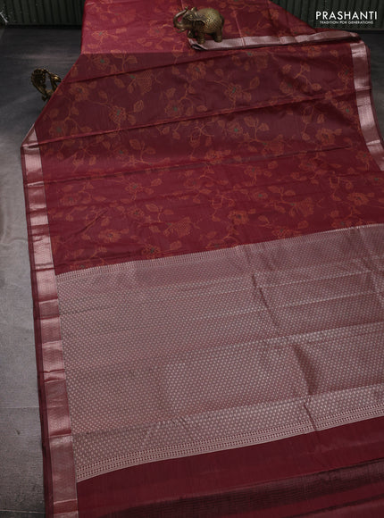 Bangalori silk saree maroon with allover ikat weaves and zari woven border