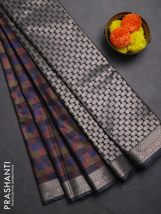 Bangalori silk saree multi colour with allover ikat weaves and zari woven border