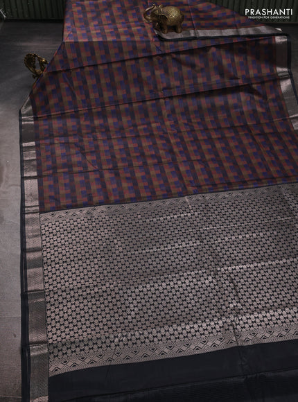 Bangalori silk saree multi colour with allover ikat weaves and zari woven border