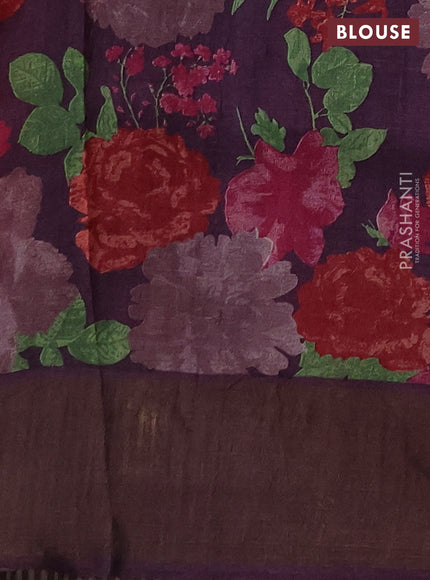 Pure Tussar silk saree orange and wine shade with allover zari checked pattern and zari woven border