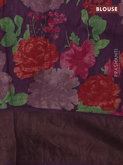 Pure Tussar silk saree pink and deep jamun with allover zari checked pattern and zari woven border