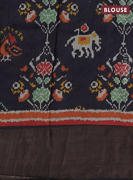 Pure Tussar silk saree red and black with allover zari checked pattern and zari woven border