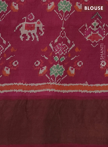 Pure Tussar silk saree blue and dark pink with allover zari checked pattern and zari woven border