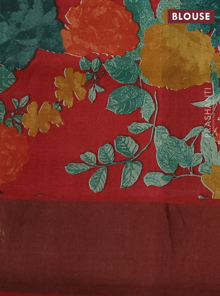 Pure Tussar silk saree navy blue and red with allover zari checked pattern and zari woven border