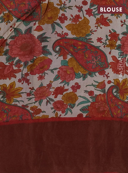 Pure Tussar silk saree mehendi green and red with allover zari checked pattern and zari woven border