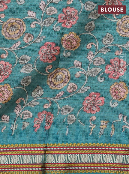 Art kota saree mustard yellow and teal green with plain body and temple design rudhrasha zari woven border