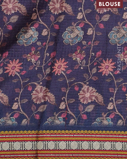 Art kota saree mauve pink and navy blue with plain body and temple design rudhrasha zari woven border