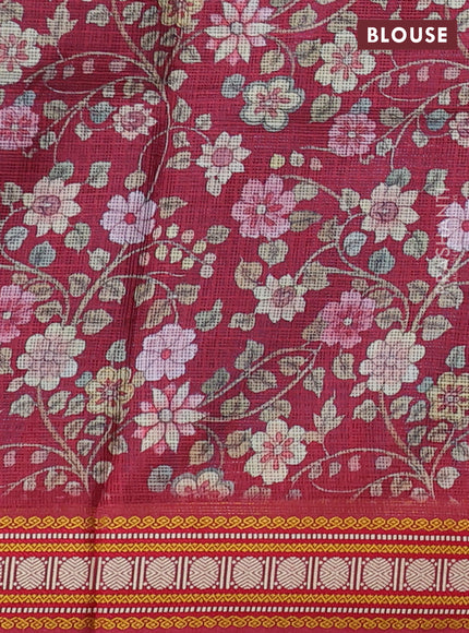 Art kota saree blue and maroon with plain body and temple design rudhrasha zari woven border