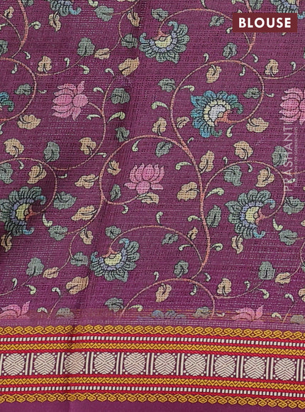 Art kota saree sap green and purple with plain body and temple design rudhrasha zari woven border