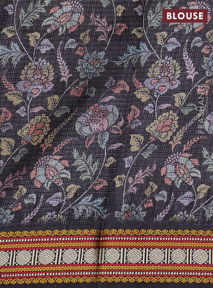 Art kota saree grey and black with plain body and temple design rudhrasha zari woven border