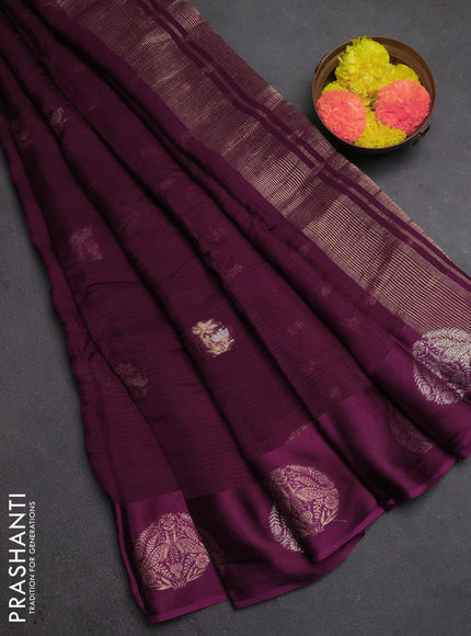 Art kota silk saree deep purple with silver & zari woven buttas and zari woven butta border