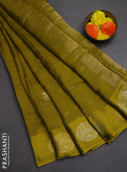 Art kota silk saree light green with silver & zari woven buttas and zari woven butta border