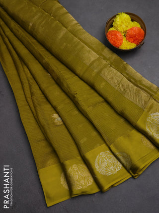 Art kota silk saree light green with silver & zari woven buttas and zari woven butta border