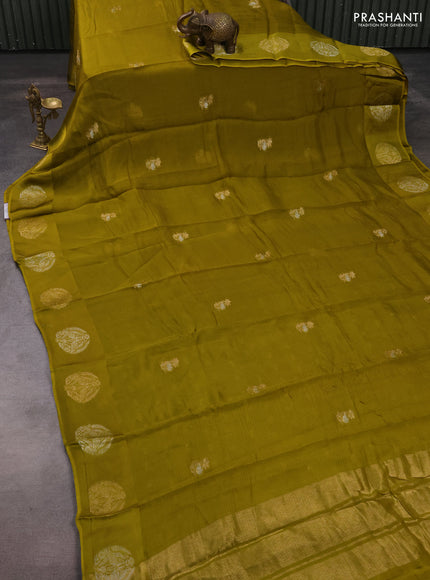 Art kota silk saree light green with silver & zari woven buttas and zari woven butta border