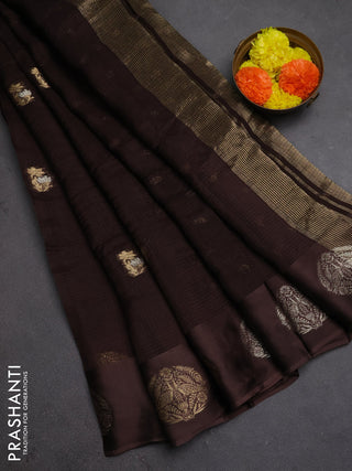 Art kota silk saree coffee brown with silver & zari woven buttas and zari woven butta border
