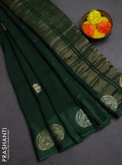 Art kota silk saree green with silver & zari woven buttas and zari woven butta border