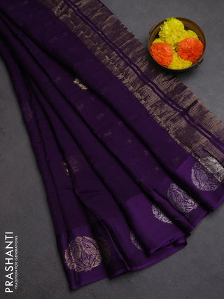 Art kota silk saree violet with silver & zari woven buttas and zari woven butta border