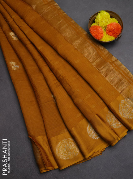 Art kota silk saree mustard yellow with silver & zari woven buttas and zari woven butta border