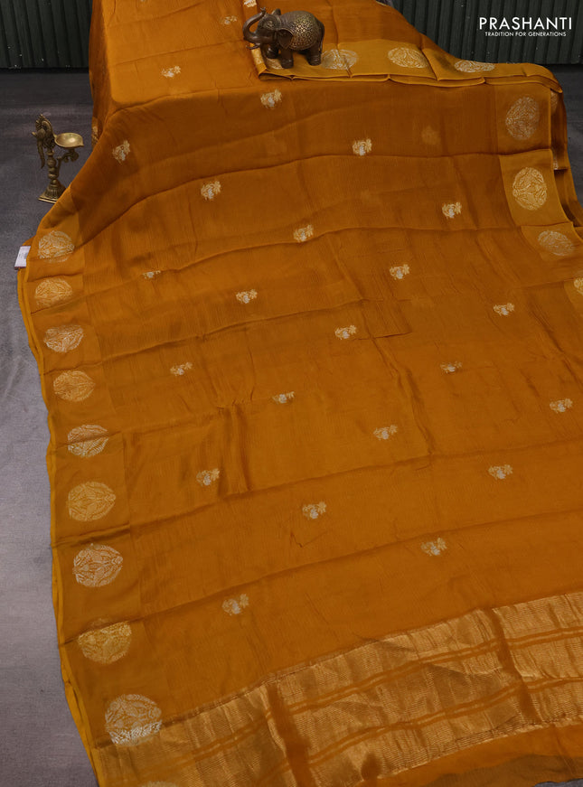 Art kota silk saree mustard yellow with silver & zari woven buttas and zari woven butta border