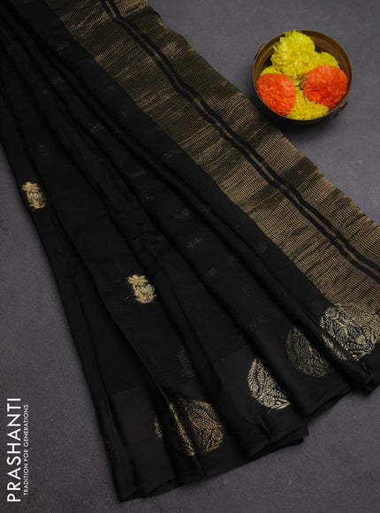 Art kota silk saree black with silver & zari woven buttas and zari woven butta border